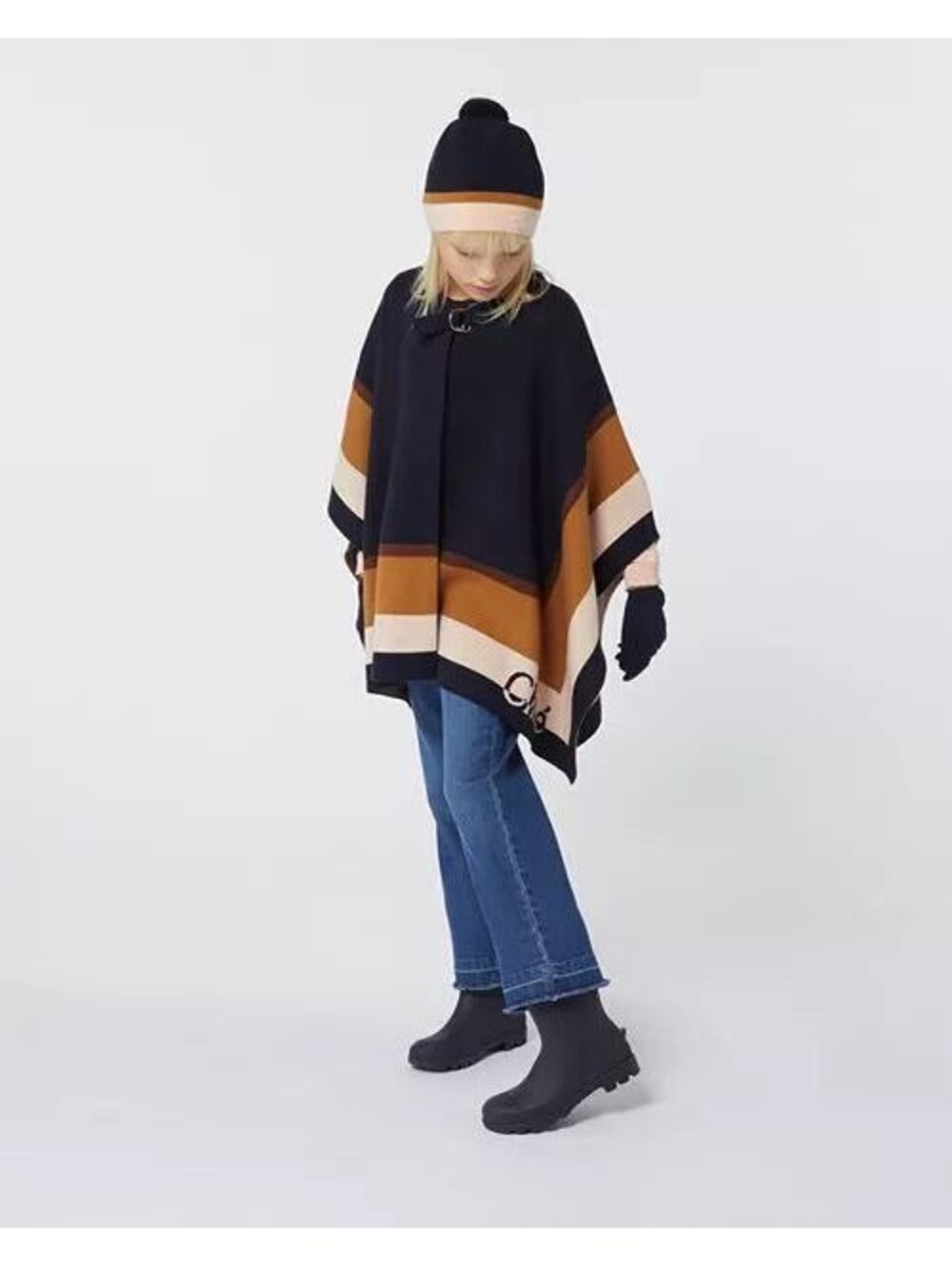 Chloé Girls' Knitted Striped Cape - Little Kid